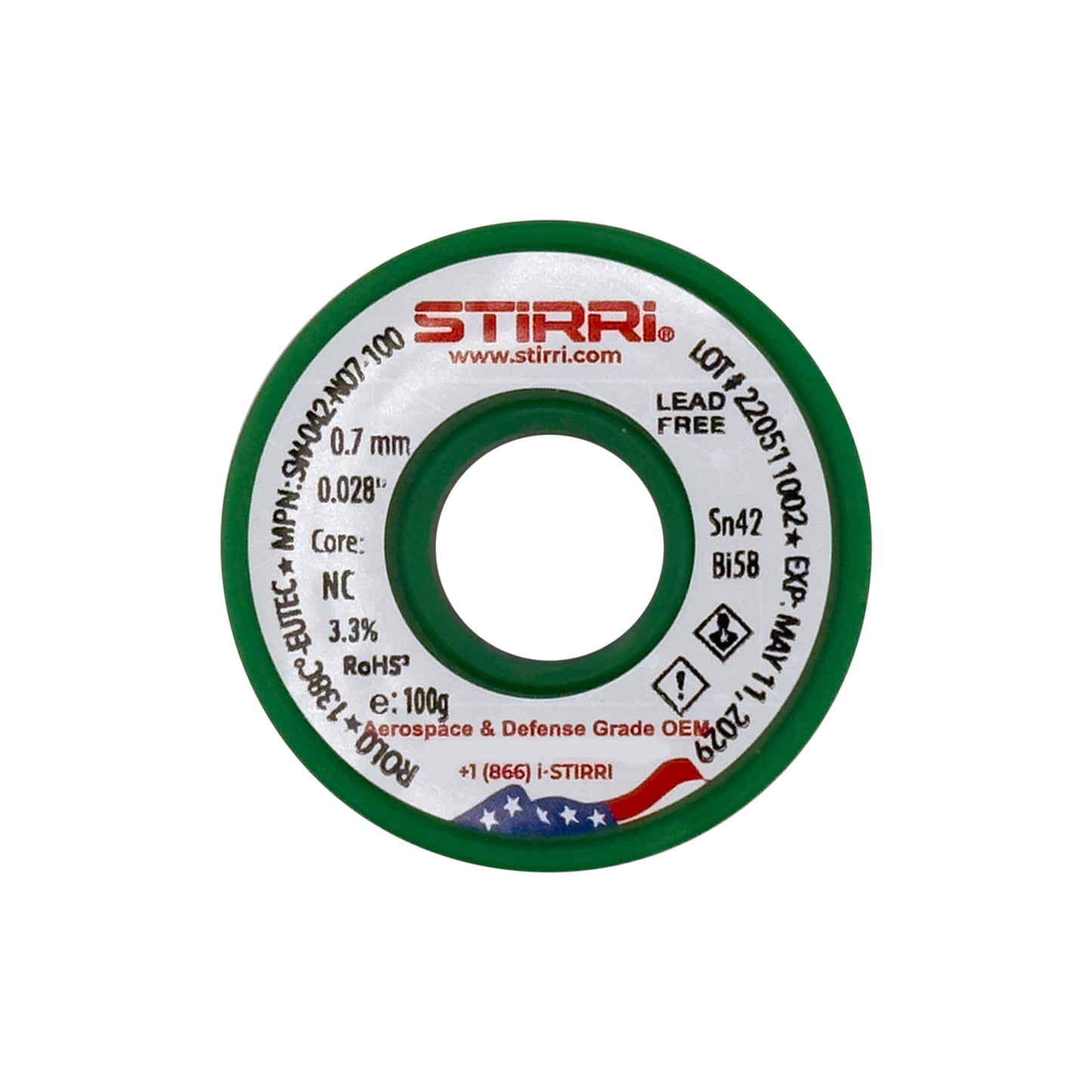 LT-042 - Sn42Bi58 low-temperature lead-free solder wire - 115g spool (4oz)