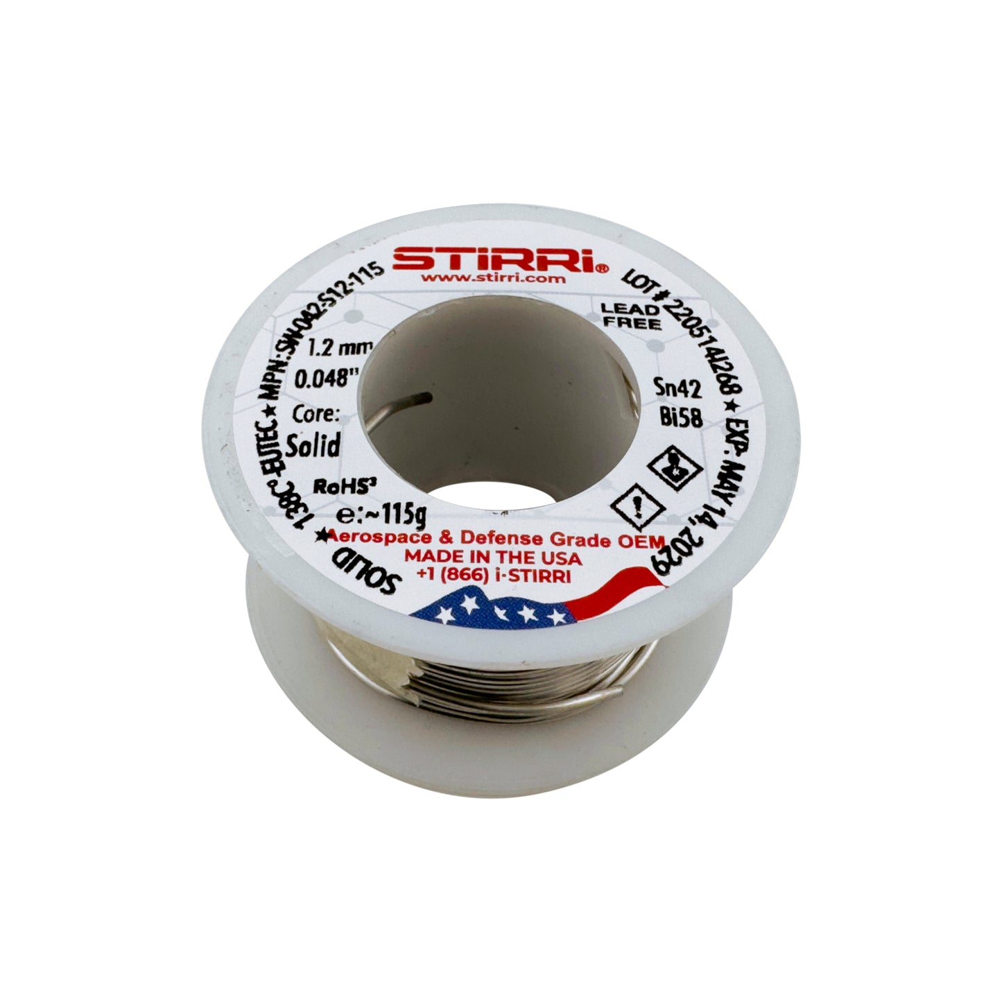 LT-042 - Sn42Bi58 low-temperature lead-free solder wire - 115g spool (4oz)