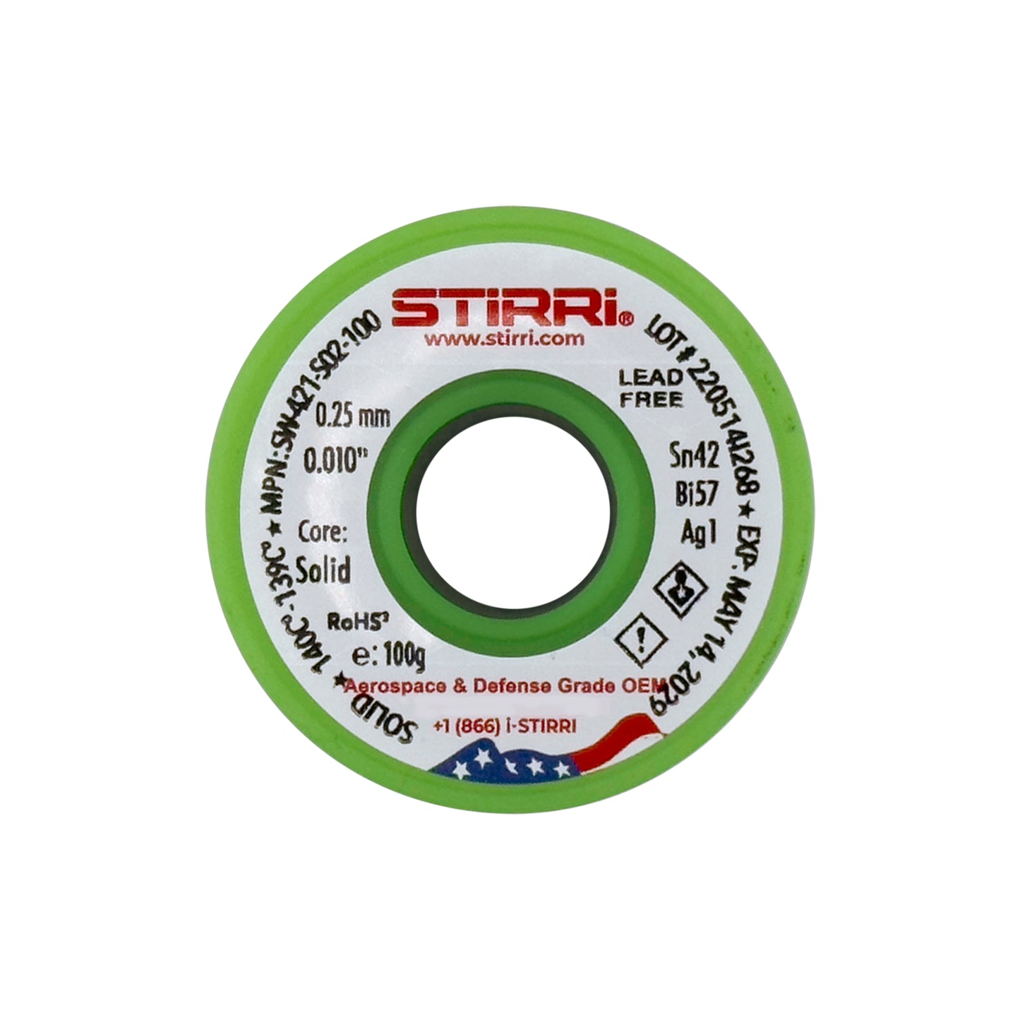 LT-421 - Sn42Bi57Ag1 low-temperature lead-free solder wire - 100g spool