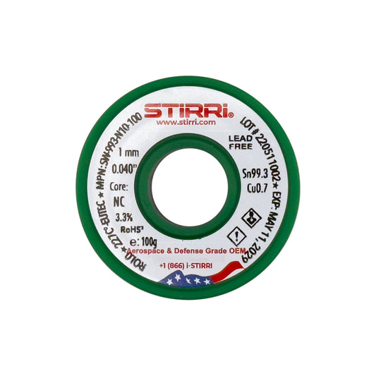 LF-993 - Sn99.3Cu0.7 eutectic lead-free solder wire NC-core ROL0 - 100g spool